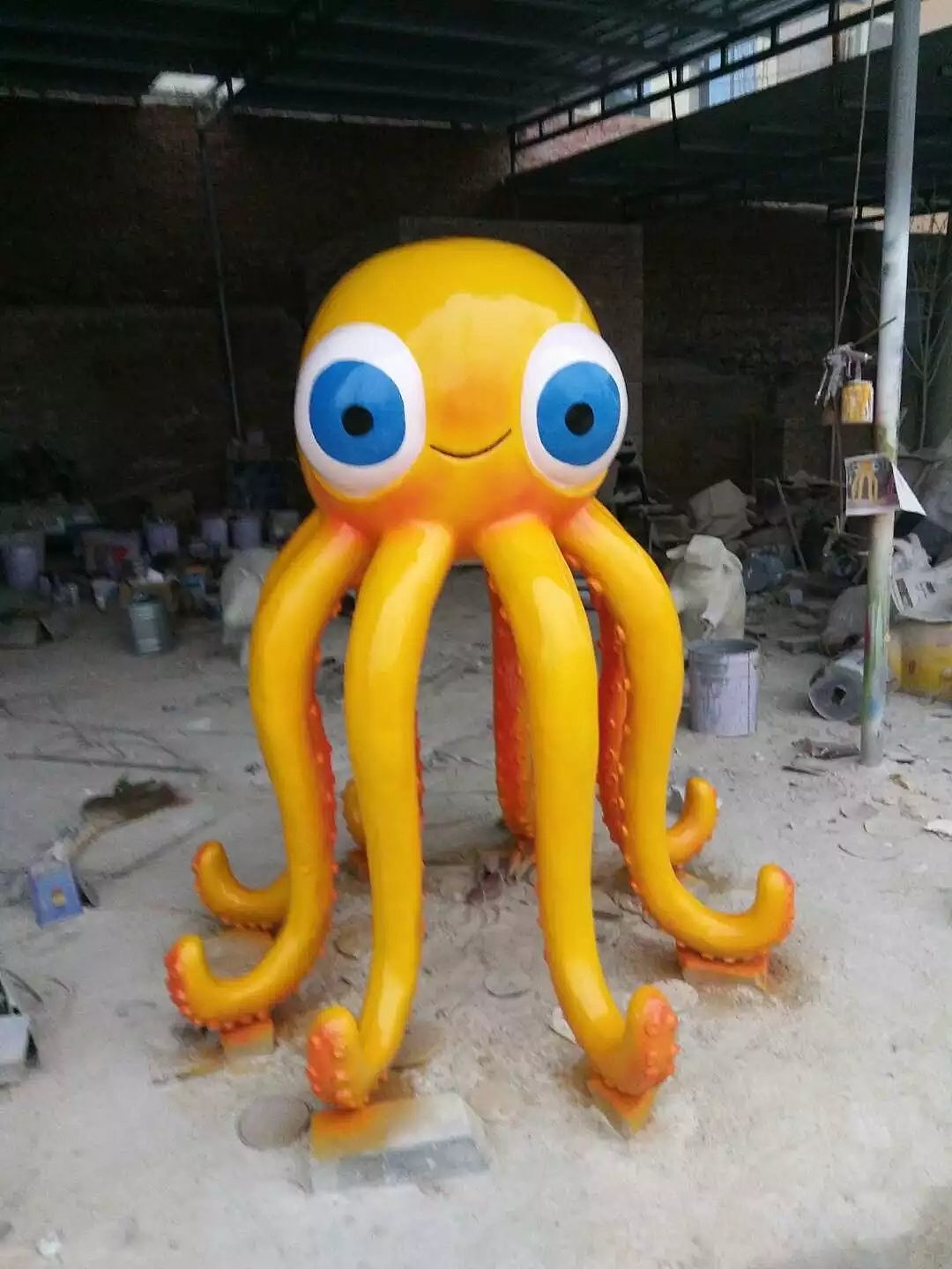 定制玻璃钢八爪鱼卡通雕塑水上乐园景观摆件海洋生物