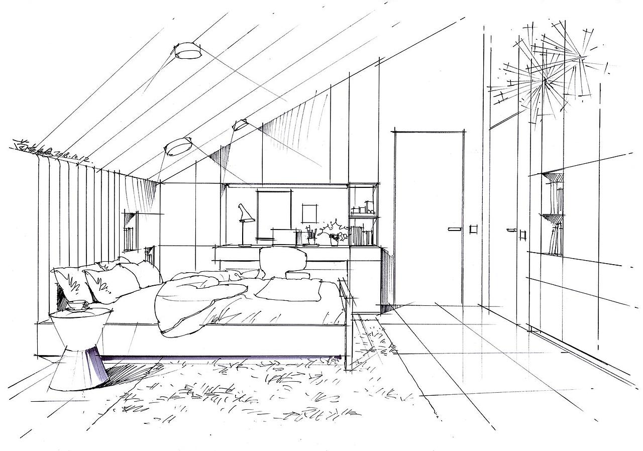 苗长银手绘—室内家装空间手绘线稿范例（图ZMTQ3NzA1NTEy） - 家装设计 - 站酷设计师苗长银手绘空间原创素材 - 站酷ZCOOL