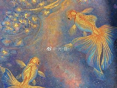 【梦游迢迢·贰】岩彩金鱼 （星河/绣球）