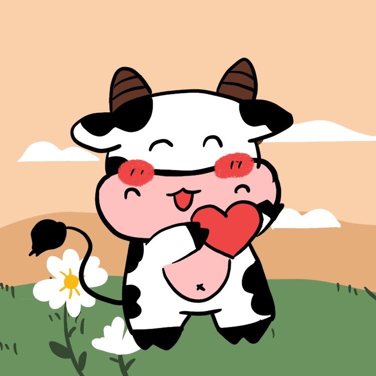 微信表情包原创设计动画动效动画小奶牛牧场大草原牛年