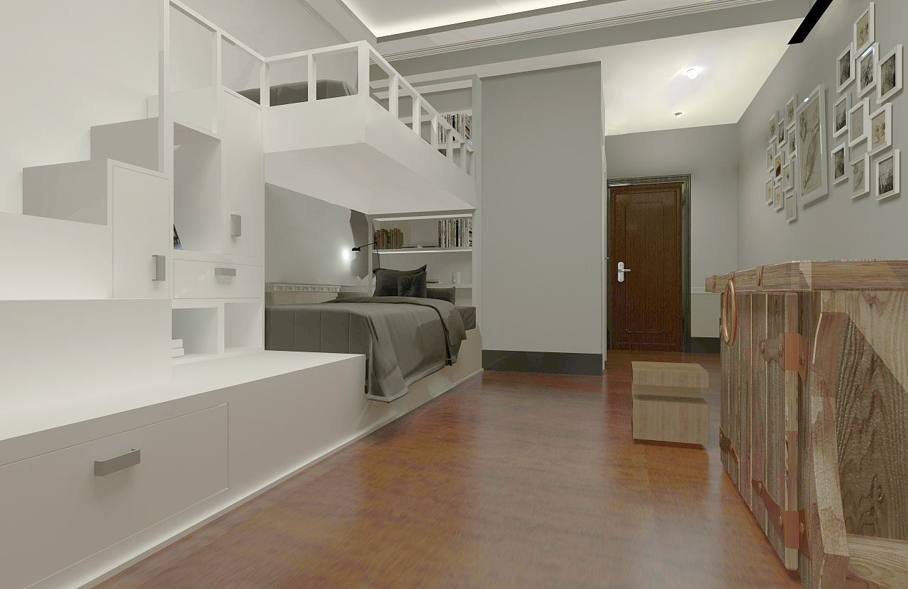 大学寝室室内模型渲染展示图|三维|建筑/空间|赞美千度 - 原创作品 - 站酷 (ZCOOL)