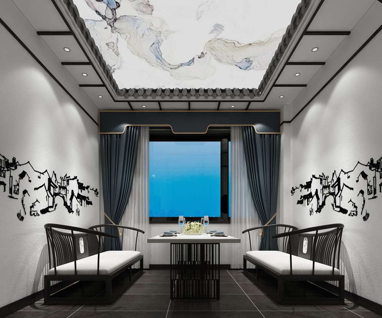 徽派餐厅效果图