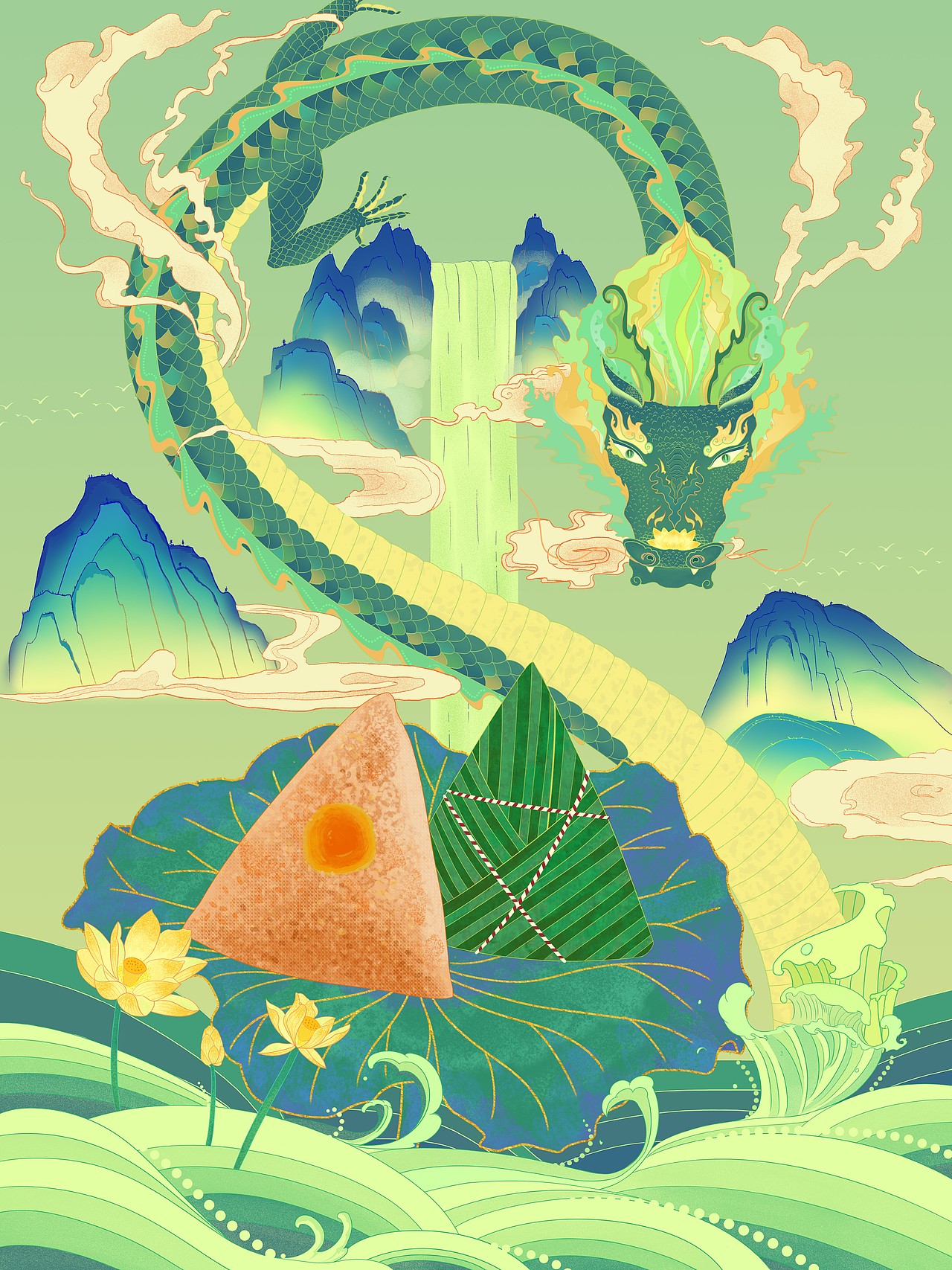 端午包装插画海报