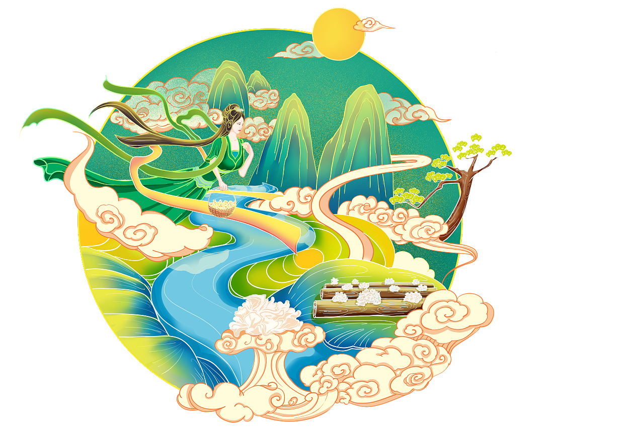 包装插画&通江银耳