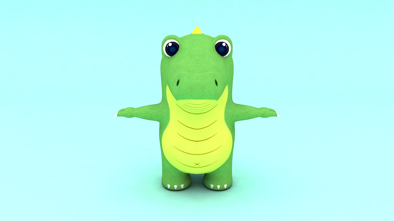 卡通小鳄鱼-c4d模型