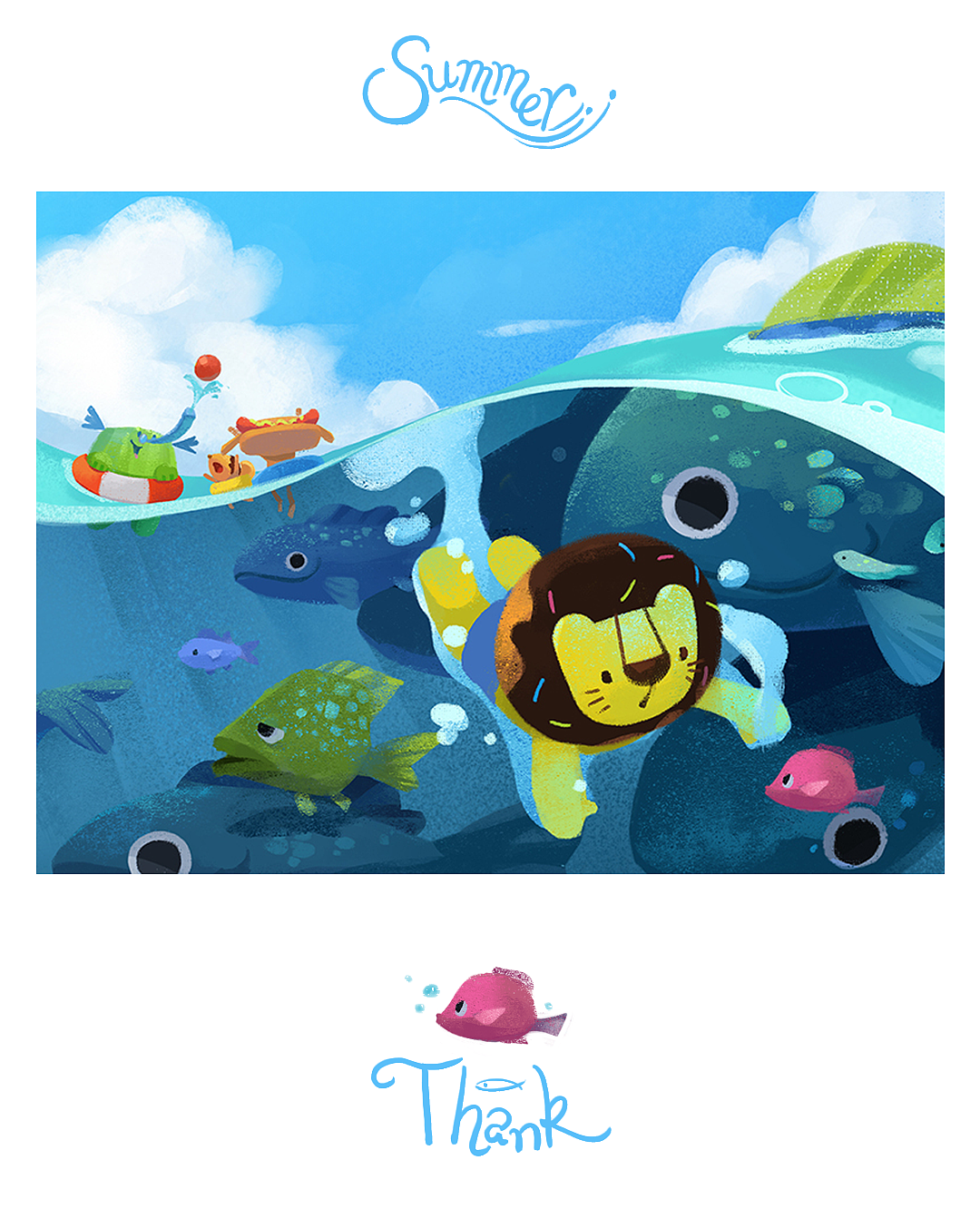 Summer～抓住夏天的小尾巴（图ZMTcyMTE5MDYw） - 儿童插画 - 站酷设计师又是小P原创素材 - 站酷ZCOOL