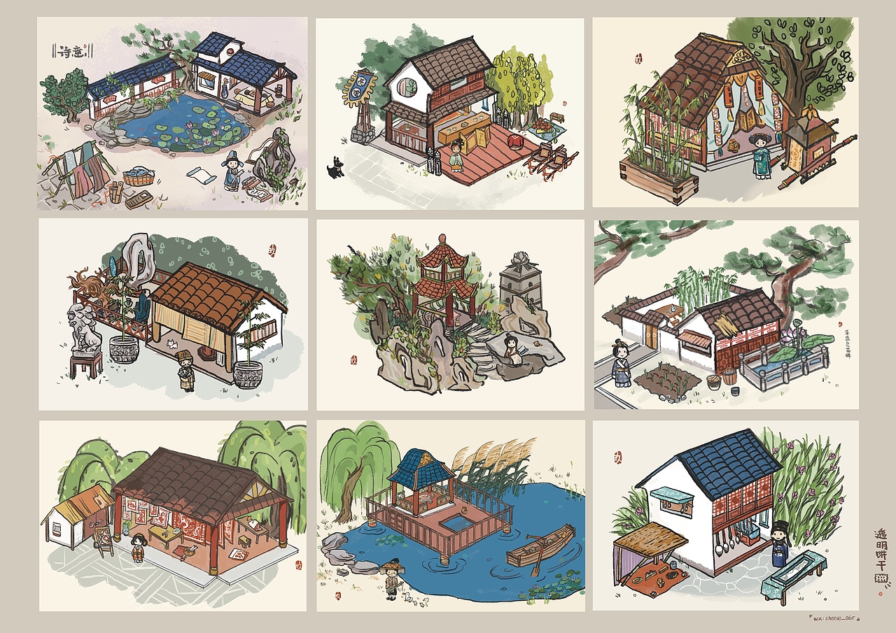 去年的一組古代小場景圖（圖ZMjg1MzI1OTY0） - 海報(bào) - 站酷設(shè)計(jì)師透明餅干玖玖玖玖原創(chuàng)素材 - 站酷ZCOOL