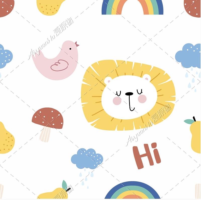 童趣小狮子花型设计