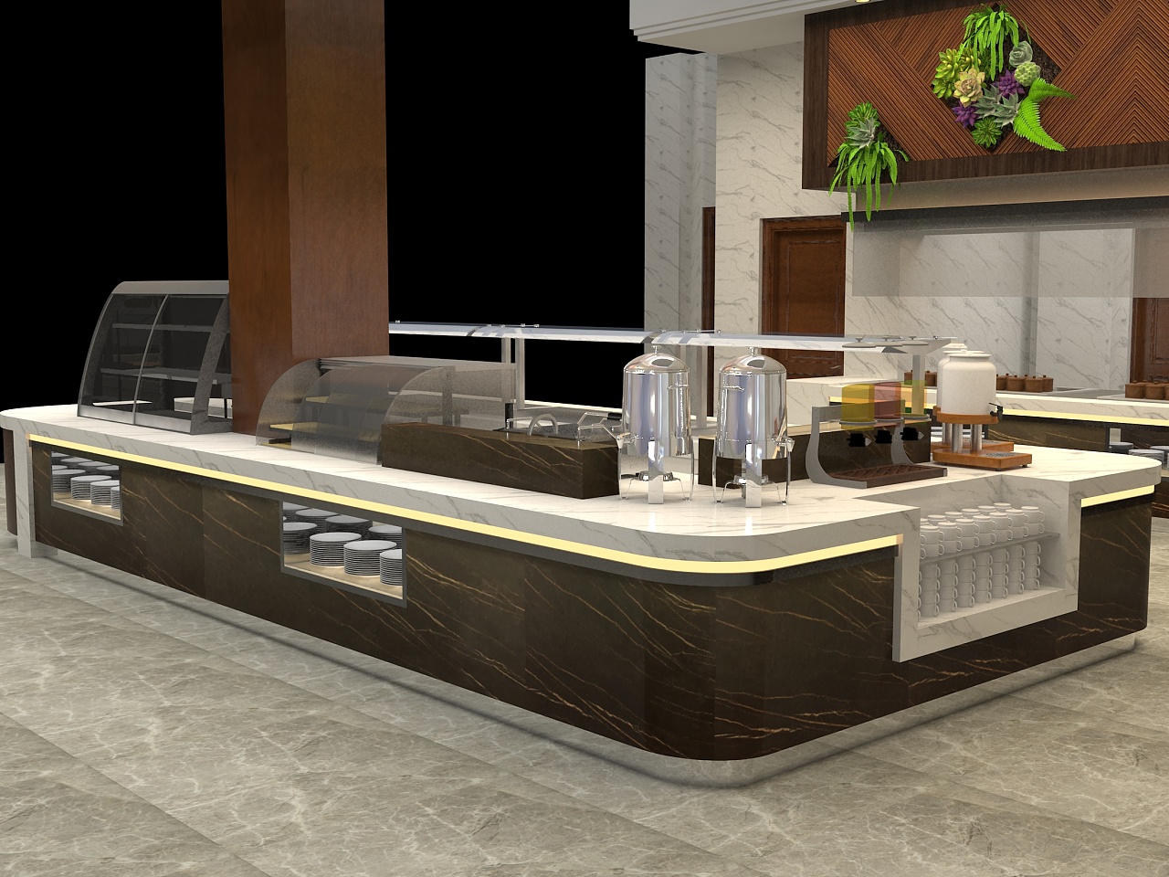 dk自助餐台68效果图移动餐台制作高职餐厅餐台设计