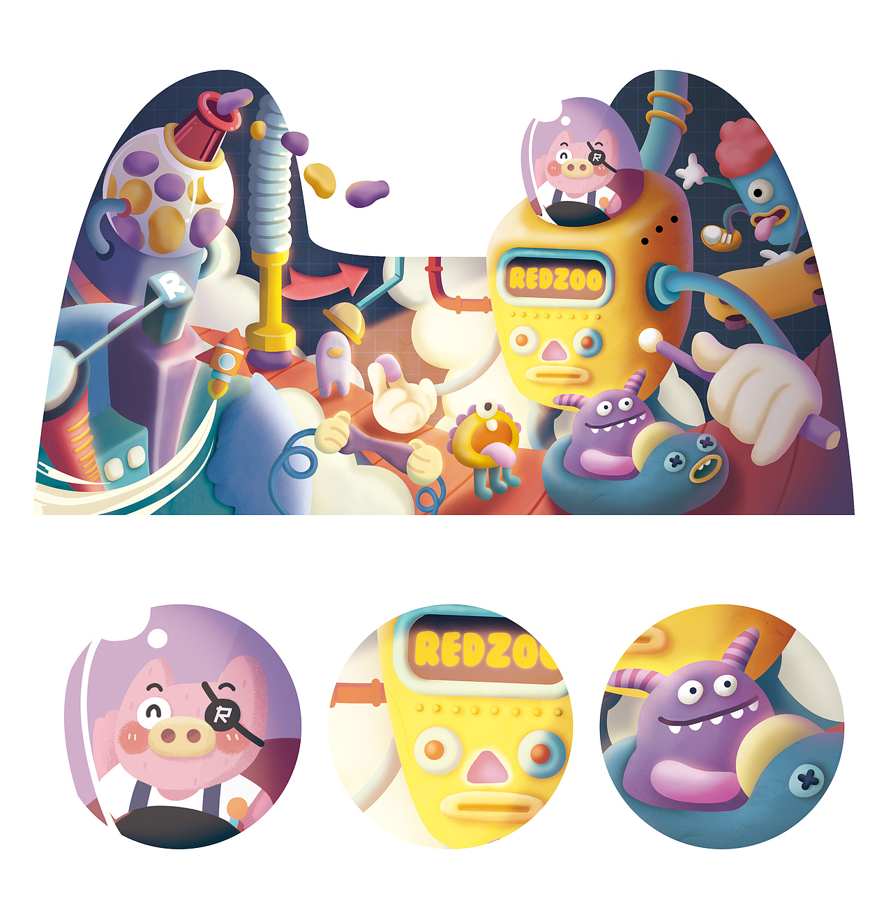 火星猪玩具包装插画（合集二）2021（图ZMjg4MDQwODE2） - 商业插画 - 站酷设计师铁板柚子原创素材 - 站酷ZCOOL