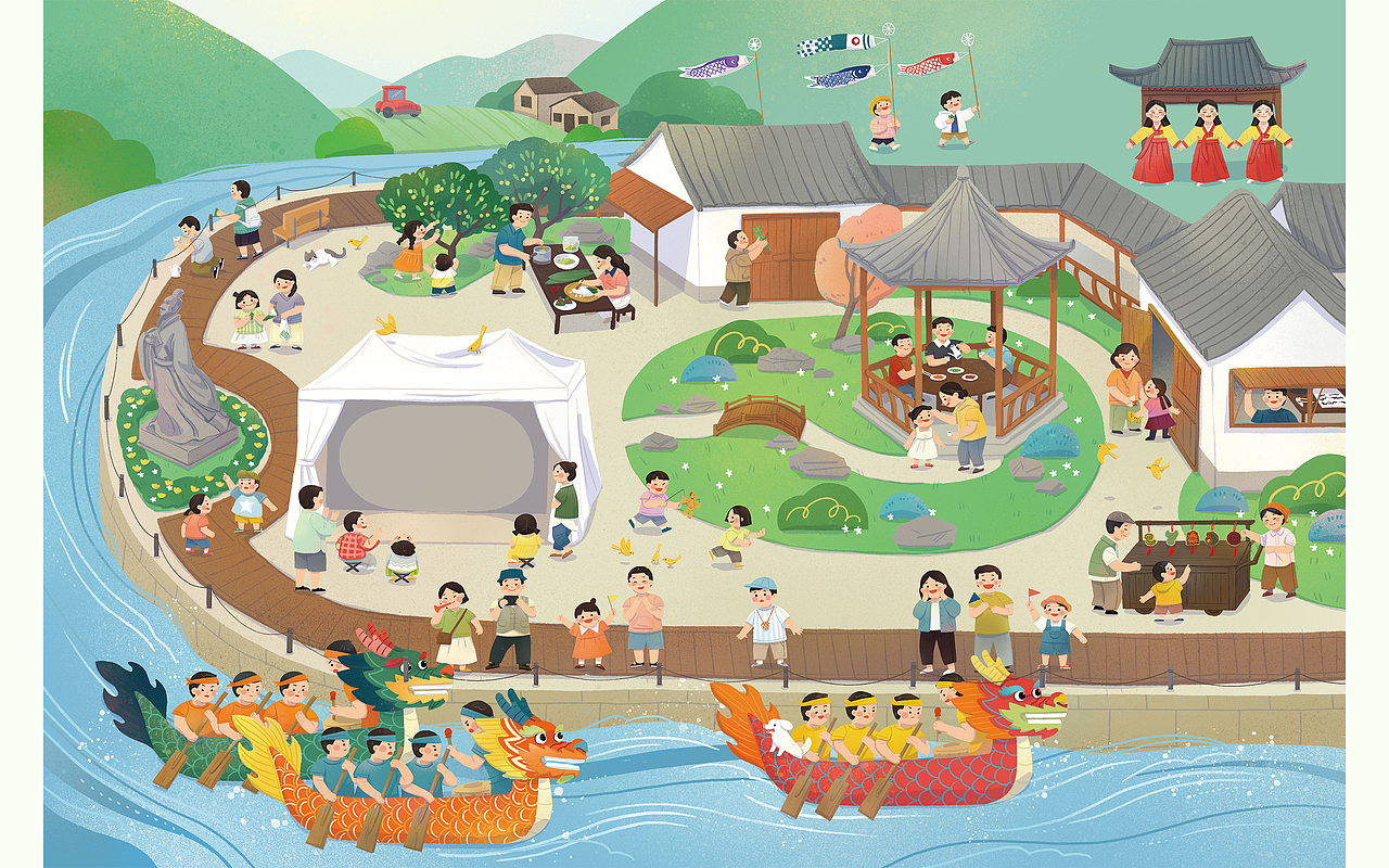 传统节日插画 立体绘本《文化都在节日里》_罗落dorothyluo-站酷zcool