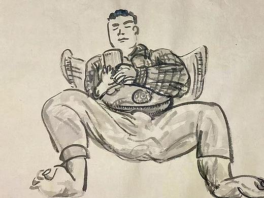 横渠散人创作.《都在玩手机》,当代文人画,文人画,研学