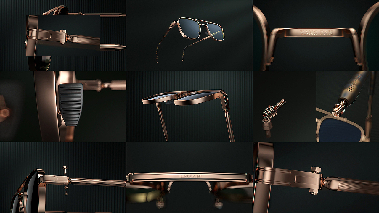 C4D暗调眼镜产品动画