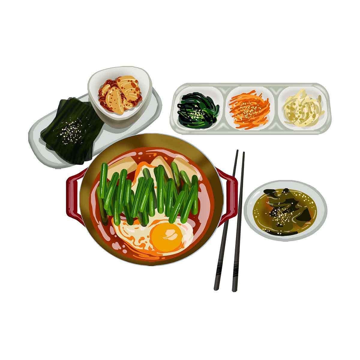 手绘韩餐(原创作品,已授权,勿商用