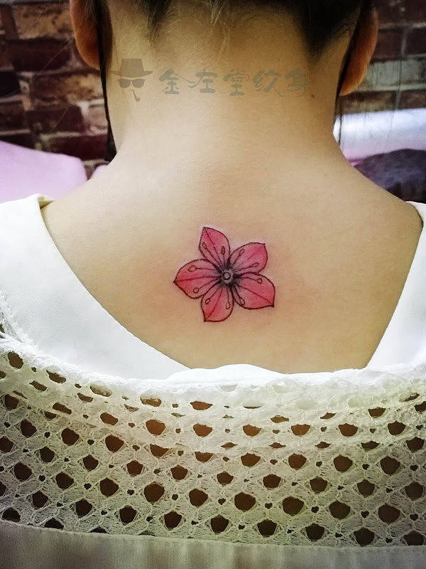 后背小清新樱花纹身 金左堂纹身 专业盖瘢痕 修改纹身