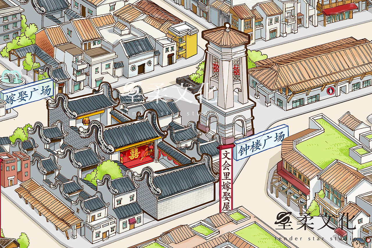 佛山岭南天地手绘地图