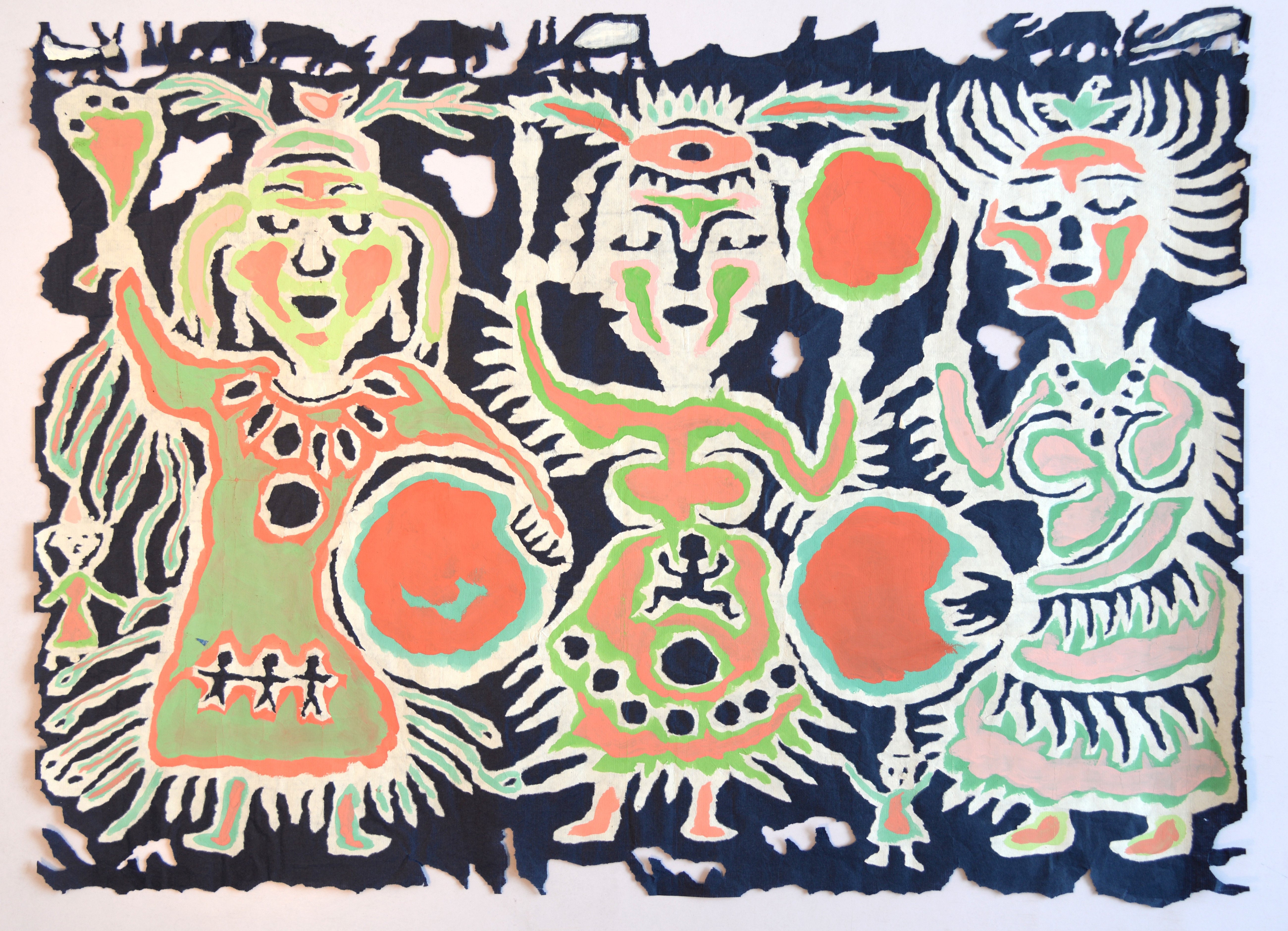 【剪纸人物】草原之韵——萨仁与蒙古族撕纸拼贴剪纸