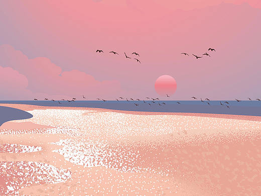 黄河入海 我们回家-东营插画/黄河湿地/酒店插画