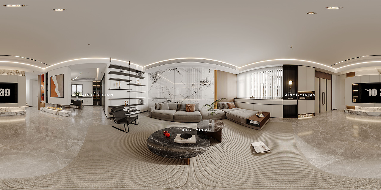 复式轻奢风效果图表现