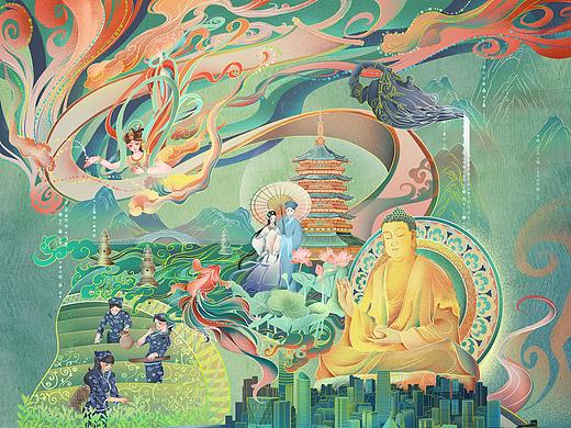 国风城市插画之杭州
