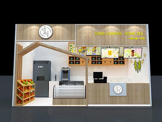 学院柠檬 饮料店铺 3d设计效果 效果图设计