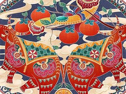 牛年生肖吉祥图案——万事如意，福寿双全