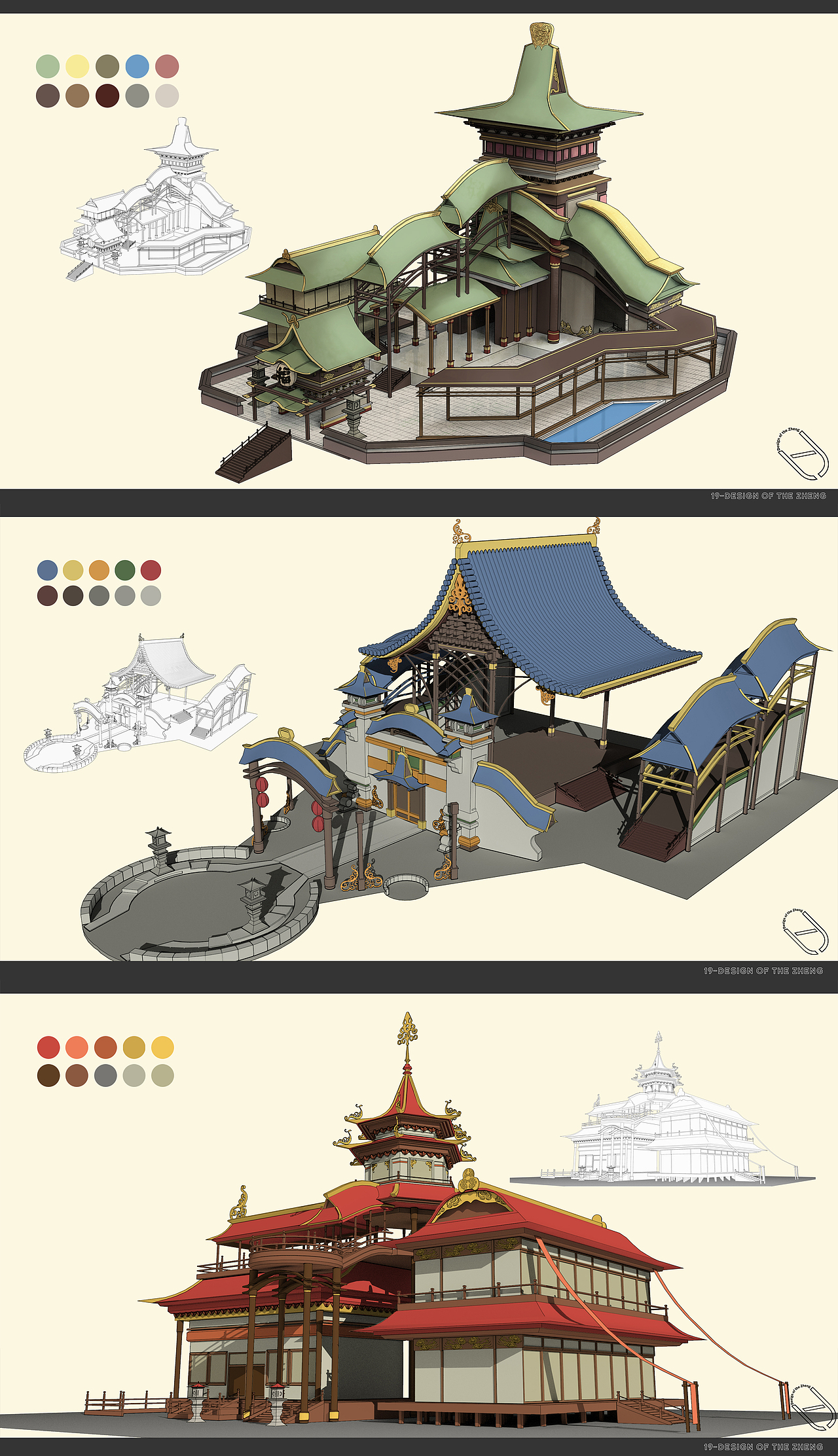 古建筑单体设计|插画|游戏原画|江河合海_原创作品-站酷zcool