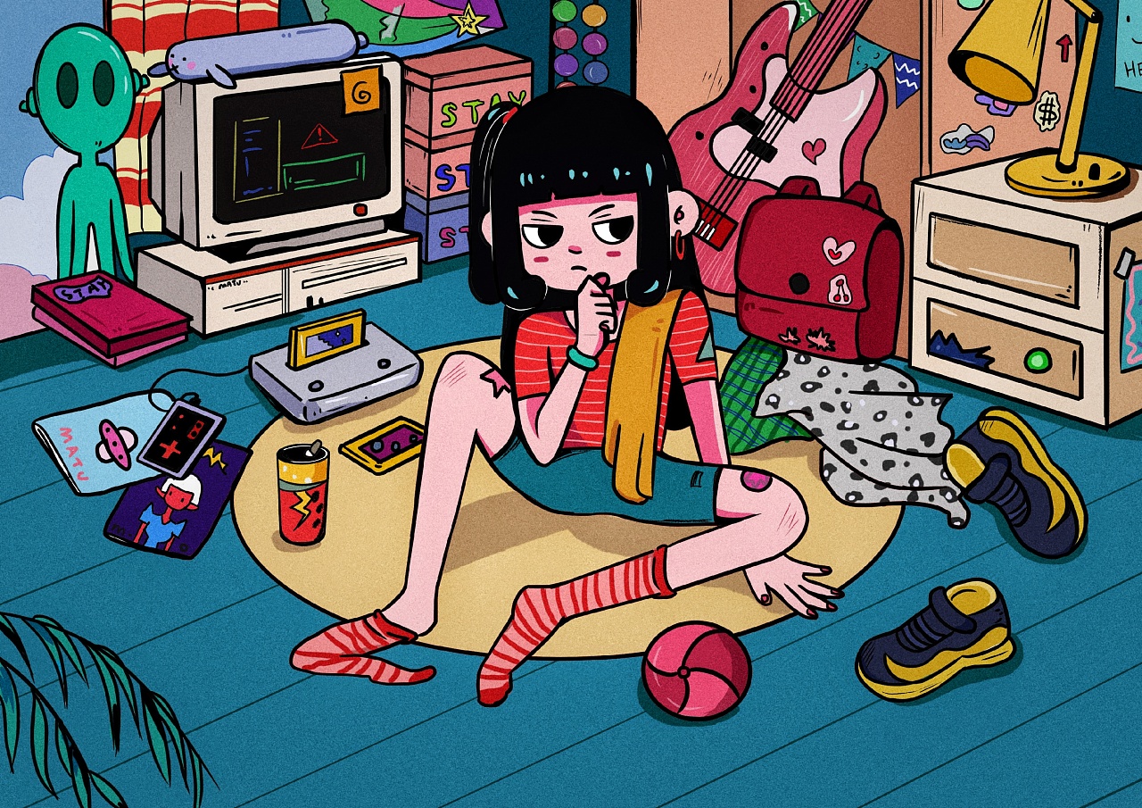 毕业设计插画选题《be myself》创作