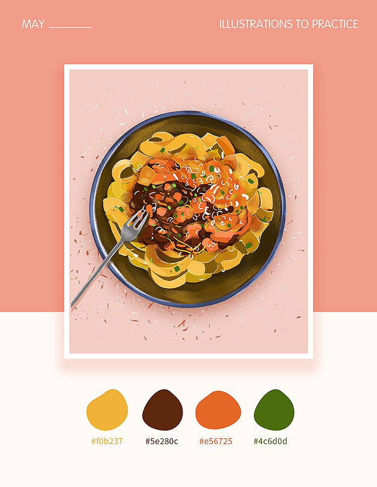 美食-面条插画打卡（图ZMjExNTY1NTg4） - 创作习作 - 站酷设计师半夜九更原创素材 - 站酷ZCOOL