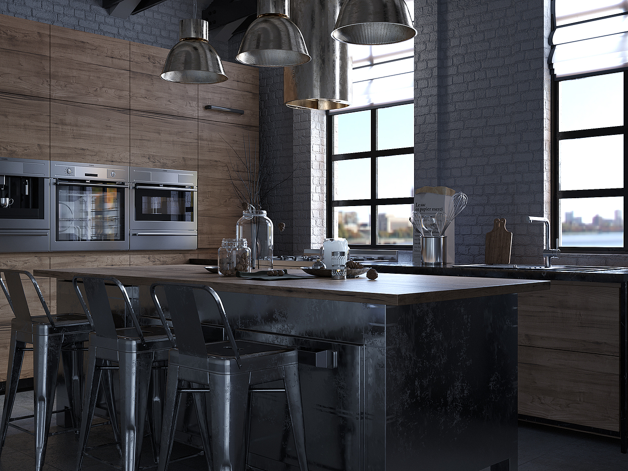 工业风写实厨房