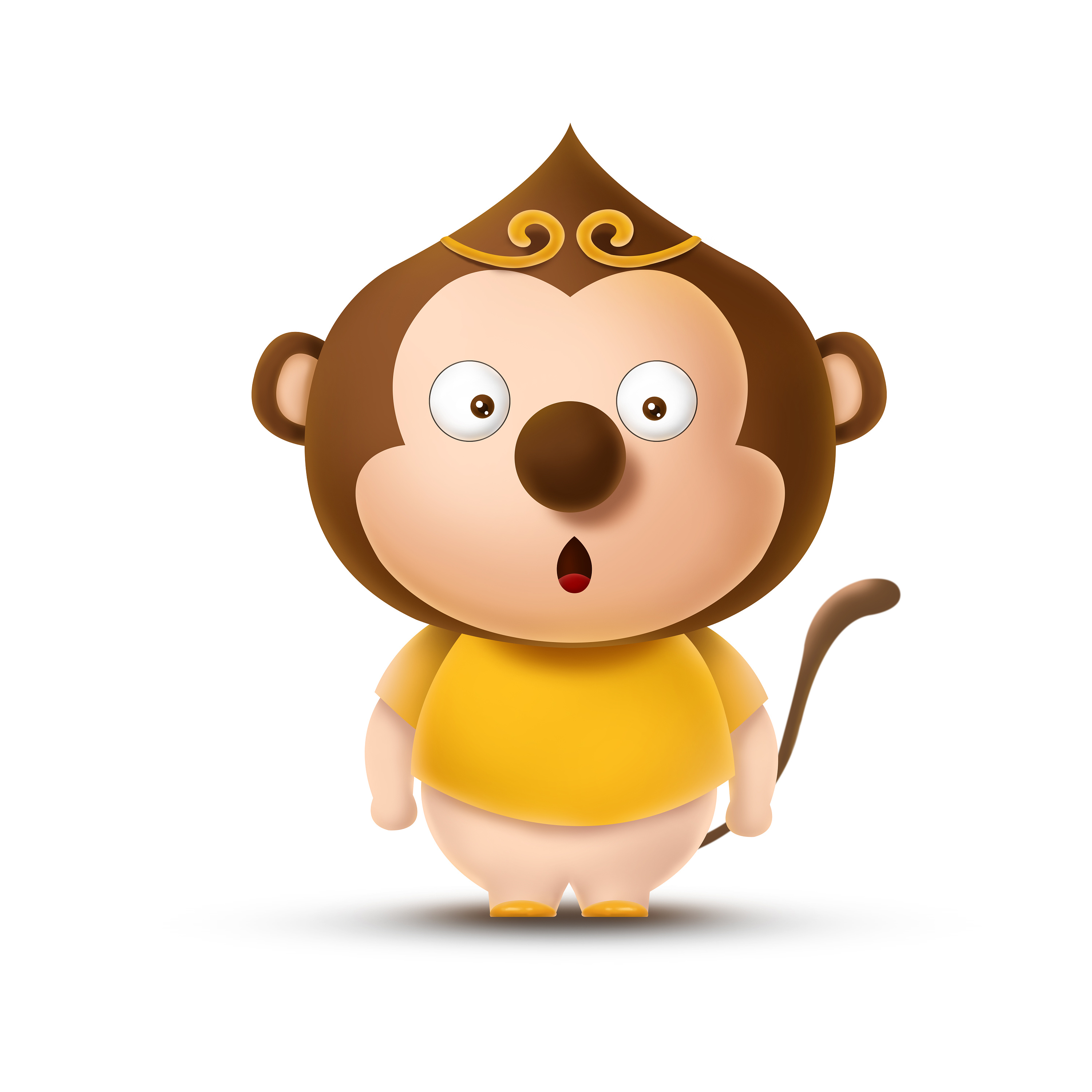 可爱卡通猴子吃香蕉立体矢量图片素材免费下载 - 觅知网
