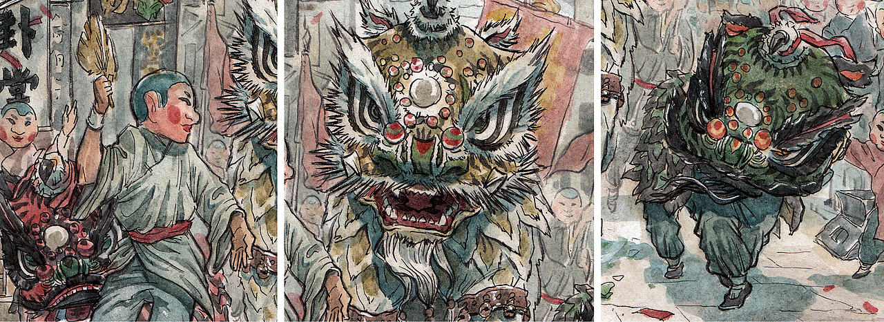 《醒魂》系列插画-醒狮起源(图ZMTgyMjAxNDY0) - 其他平面 - 站酷设计师何浩斌原创素材 - 站酷ZCOOL