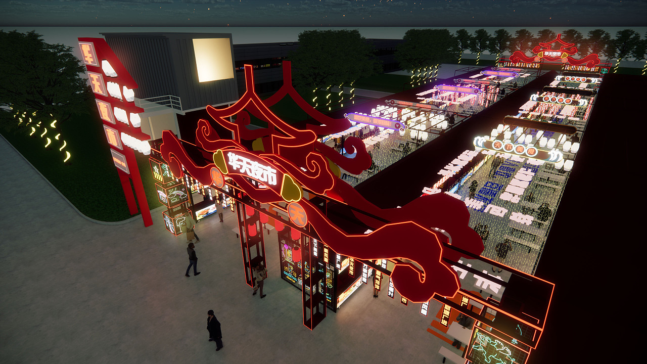 夜市 街区设计|三维|建筑/空间|蓝麟桃矢 - 原创作品 - 站酷 (zcool)