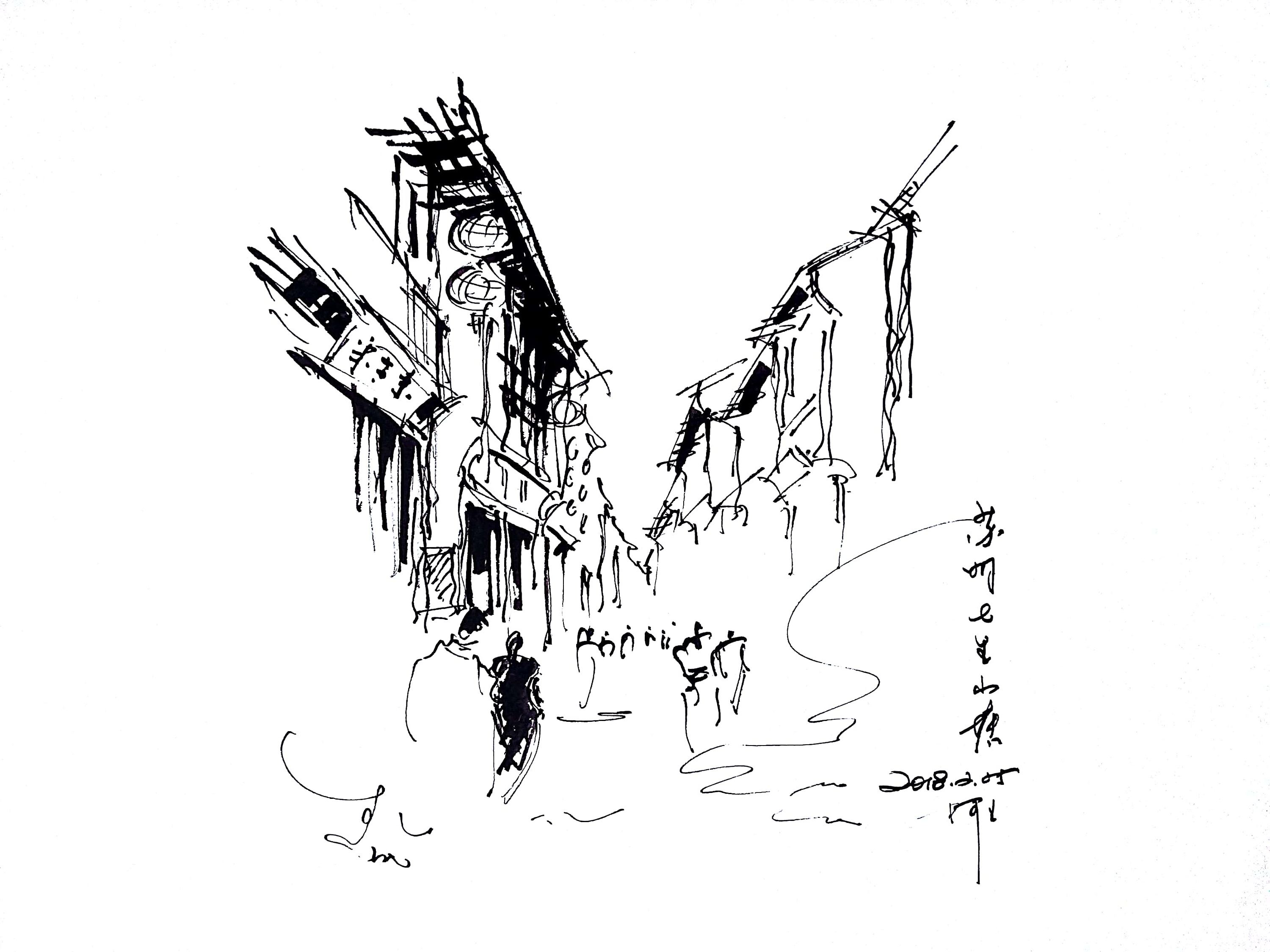 阿王速写建筑风景手绘