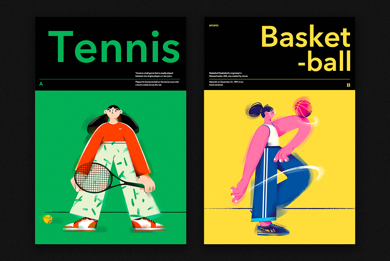 Sports Girl 字母人物插画（图ZMjU1MTUwNTA0） - 海报 - 站酷设计师没有肚肚的杜杜原创素材 - 站酷ZCOOL