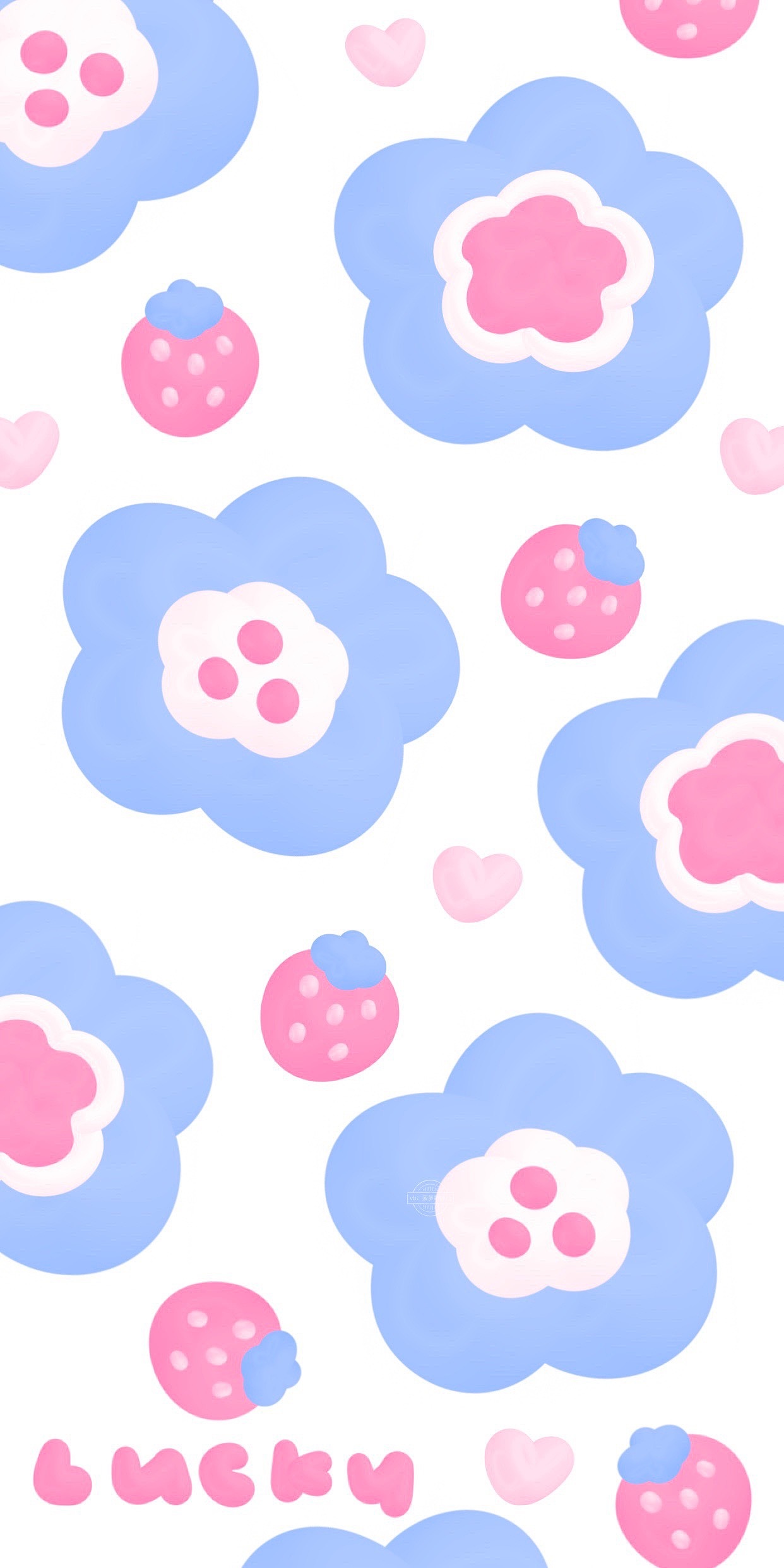 26期 元气少女粉蓝紫郁金香花朵小兔手机壳插画壁纸