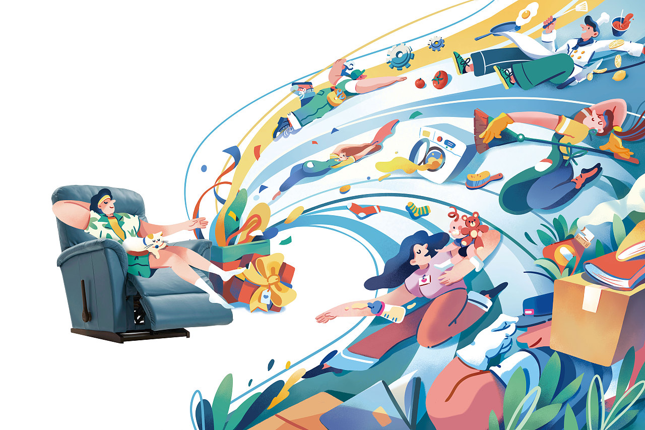 【商业插画】LAZBOY懒人节kv—第二弹（图ZMjM2MTc3OTg0） - 商业插画 - 站酷设计师水滴潼原创素材 - 站酷ZCOOL