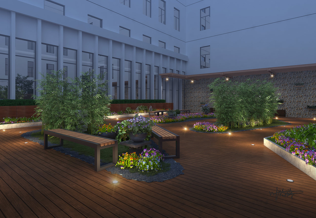 室外效果图|医院建筑景观设计|空间|建筑设计|诗诗小仙女 - 原创作品