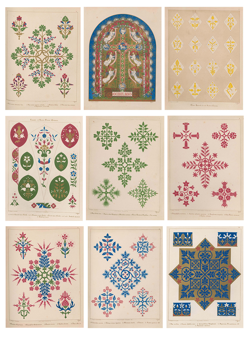 《花卉装饰图案》,这本书是关于建筑装饰的著作,包含了31种哥特式装饰