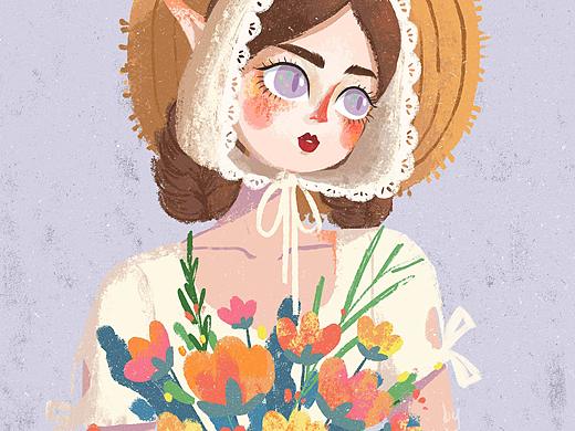 戴蕾丝头巾的你