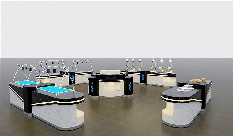 折叠移动布菲台 食堂取餐台定制 自助餐台效果图布菲车