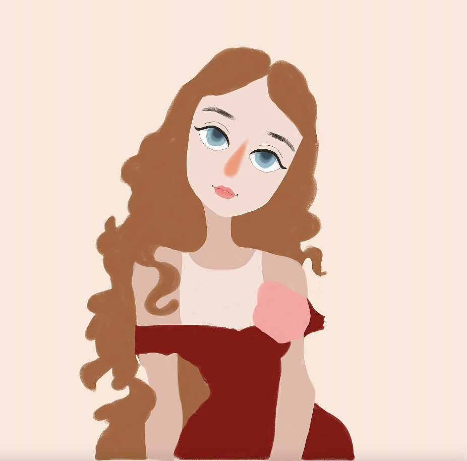 红裙子女生插画（图ZMzIyMDA5MzQ0） - 艺术插画 - 站酷设计师岩创米原创素材 - 站酷ZCOOL