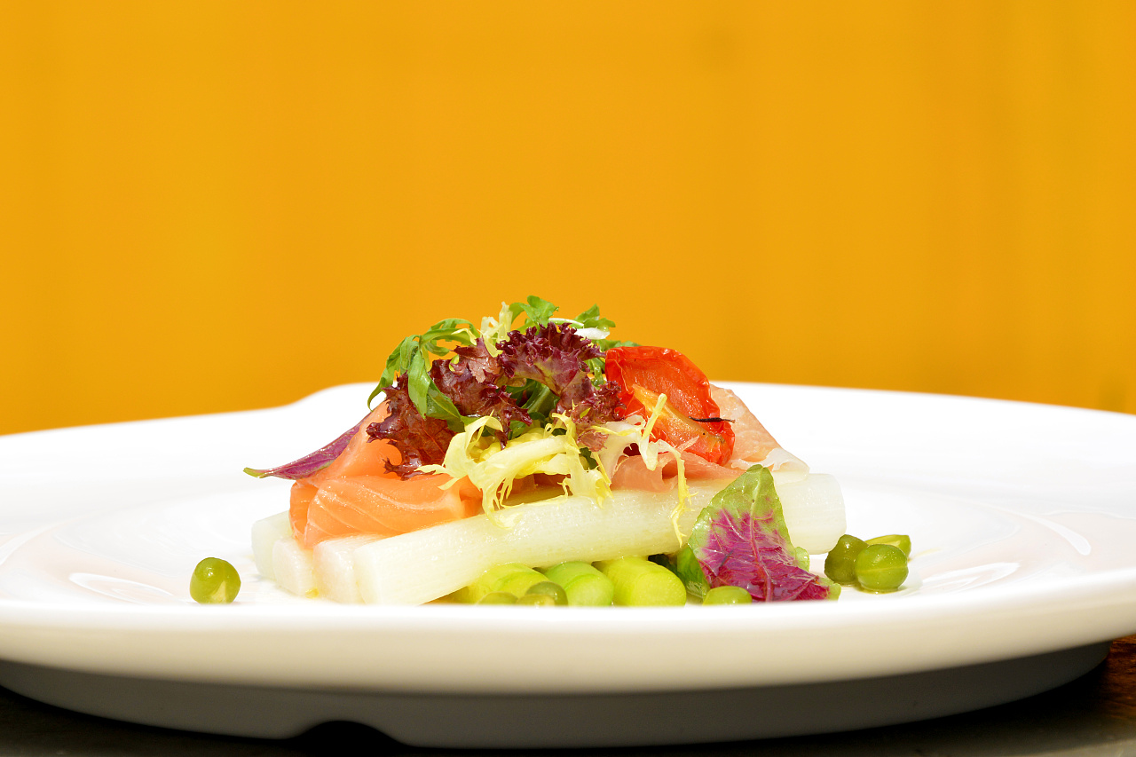 西餐拍摄 甜品 白芦笋