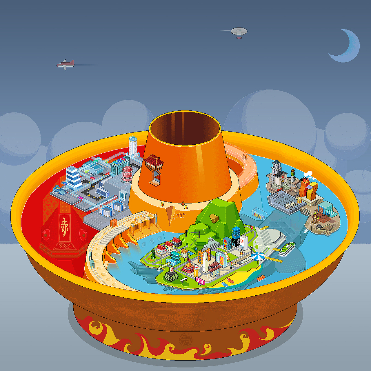像素网页:火锅之城|插画|像素画|瘦肉鲸 - 原创作品 - 站酷 (zcool)