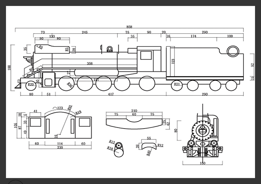 火车纸模型图纸Q版图片