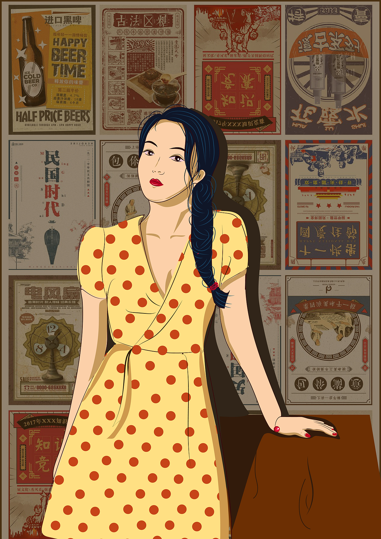 一袭复古（图ZMTc3MzI2MTc2） - 艺术插画 - 站酷设计师哒萌萌哒萌萌哒原创素材 - 站酷ZCOOL