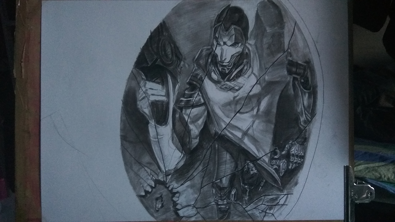 临摹作品插画游戏原画lol英雄联盟素描乐享人生e1直播44水粉-习作01