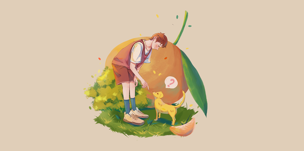 男孩，小狗，与橘子（图ZMjc2OTQ4NzI0） - 创作习作 - 站酷设计师穗穗平安原创素材 - 站酷ZCOOL