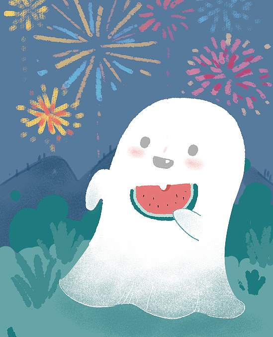 小幽灵插画明信片