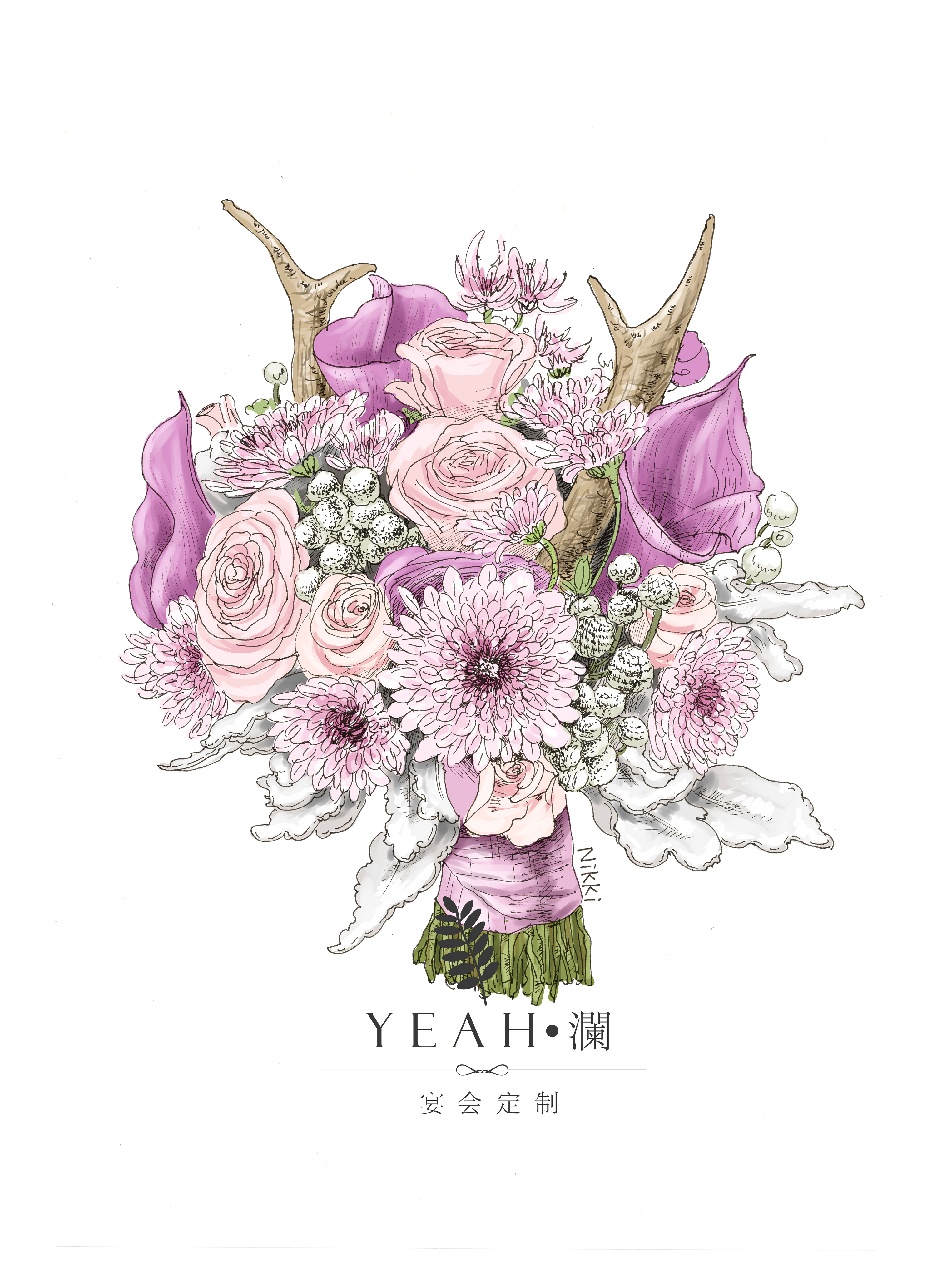 婚礼手绘手捧花